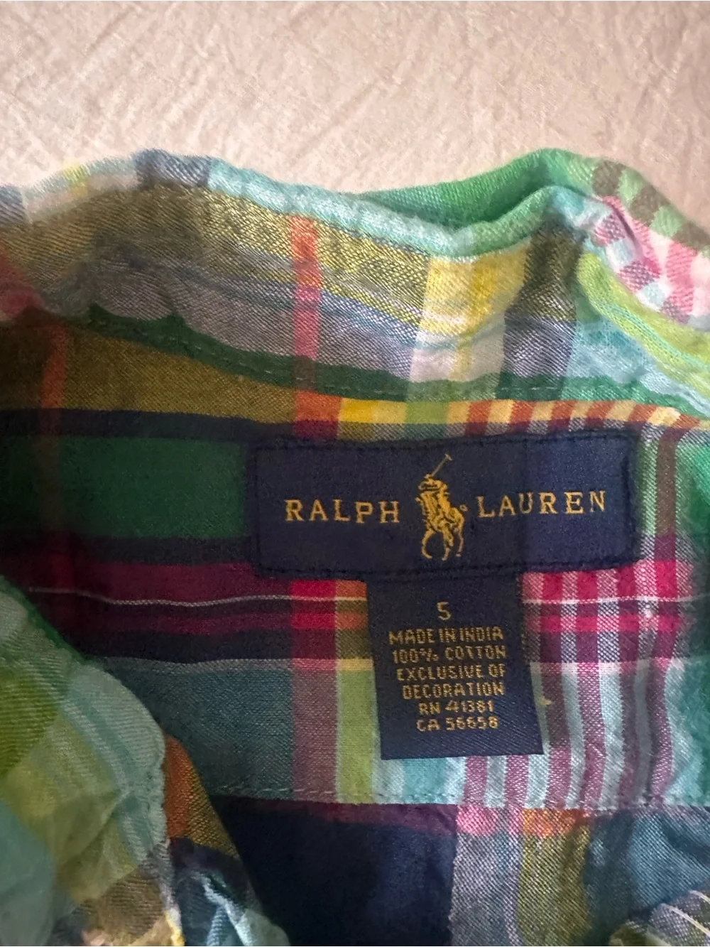Ralph Lauren Boys Short-Sleeve Plaid Button-Down Shirt - Green Multi